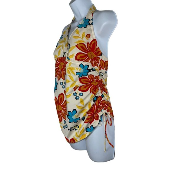 Lands' End Colorful Floral Adjustable Strap Halter Tankini Swim Top Womens 10 - Picture 5 of 9